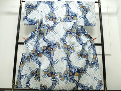 平和屋着物∴夏物 浴衣 有松鳴海絞り 花束文 綿 逸品 CABE9036ng