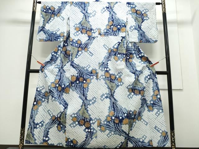 平和屋着物∴夏物 浴衣 有松鳴海絞り 花束文 綿 逸品 CABE9036ng