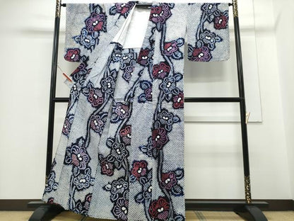 平和屋着物∴夏物 浴衣 有松鳴海絞り 枝花文 綿 逸品 CABE9037ng