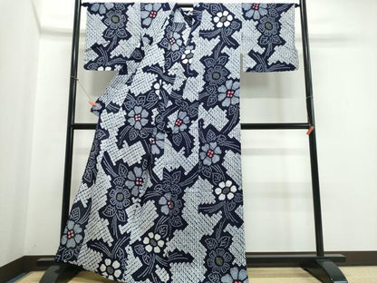平和屋着物∴夏物 浴衣 有松鳴海絞り 舞花文 綿 逸品 CABE9041ng