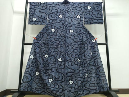 平和屋着物∴夏物 浴衣 有松鳴海絞り 流水花文 綿 逸品 未使用 CABE9049ng