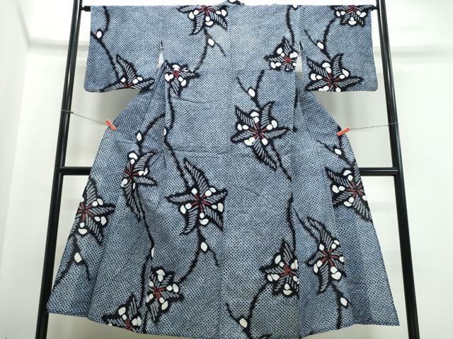 平和屋着物∴夏物 浴衣 有松鳴海絞り 舞花文 綿 逸品 CABE9050ng