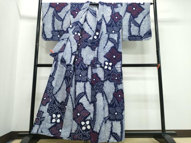 平和屋着物∴夏物 浴衣 有松鳴海絞り 草花文 綿 逸品 未使用 CABE9051ng