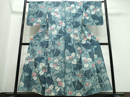 平和屋着物∴夏物 浴衣 有松鳴海絞り 草花文 銀座越後屋扱い 綿 逸品 CABE9052ng