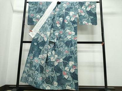 平和屋着物∴夏物 浴衣 有松鳴海絞り 草花文 銀座越後屋扱い 綿 逸品 CABE9052ng