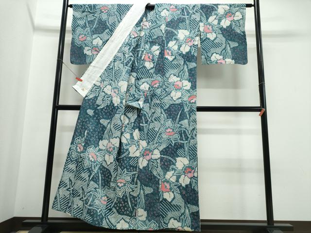 平和屋着物∴夏物 浴衣 有松鳴海絞り 草花文 銀座越後屋扱い 綿 逸品 CABE9052ng
