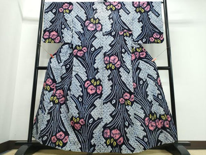 平和屋着物∴夏物 浴衣 有松鳴海絞り 杜若 綿 逸品 未使用 CABE9055ng