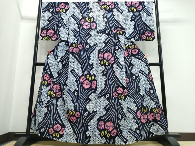 平和屋着物∴夏物 浴衣 有松鳴海絞り 杜若 綿 逸品 未使用 CABE9055ng