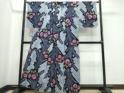 平和屋着物∴夏物 浴衣 有松鳴海絞り 杜若 綿 逸品 未使用 CABE9055ng