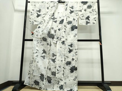 平和屋着物∴夏物 夢工房 浴衣 綿絽 枝牡丹花文 綿 逸品 CABE9062ng