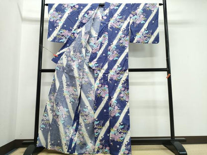 平和屋着物∴夏物 浴衣 斜線花丸文 綿 逸品 CABE9069ng