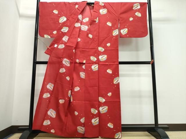 平和屋着物∴夏物 浴衣 綿紅梅 ぽっくり下駄 金彩 綿 逸品 CABE9070ng