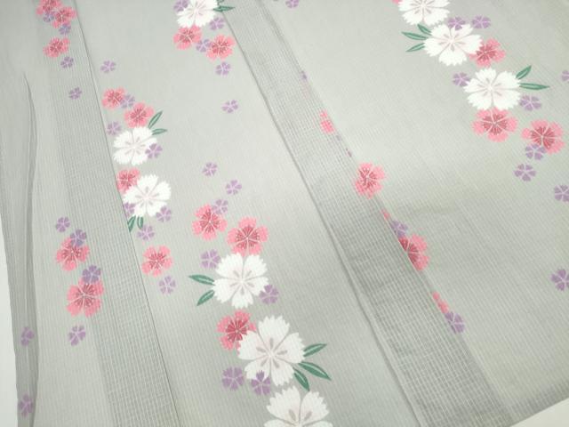 平和屋着物∴夏物 浴衣 綿紅梅 舞桜 さんび謹製 綿 逸品 未使用 CABE9073ng