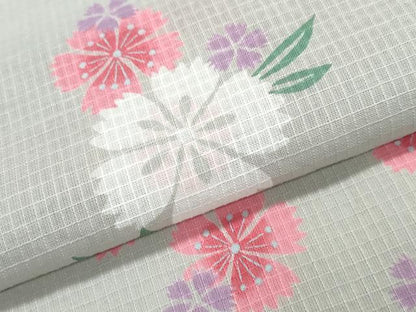 平和屋着物∴夏物 浴衣 綿紅梅 舞桜 さんび謹製 綿 逸品 未使用 CABE9073ng