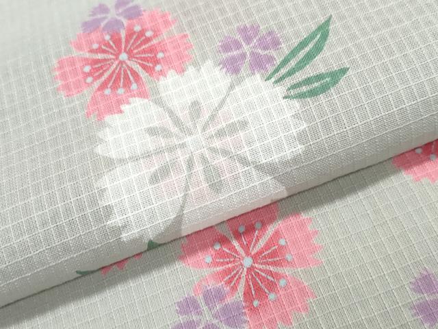平和屋着物∴夏物 浴衣 綿紅梅 舞桜 さんび謹製 綿 逸品 未使用 CABE9073ng
