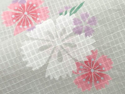 平和屋着物∴夏物 浴衣 綿紅梅 舞桜 さんび謹製 綿 逸品 未使用 CABE9073ng