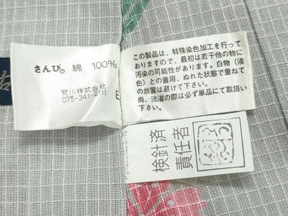 平和屋着物∴夏物 浴衣 綿紅梅 舞桜 さんび謹製 綿 逸品 未使用 CABE9073ng