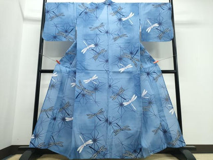 平和屋着物∴夏物 浴衣 綿紅梅 トンボ 蜻蛉 麻の葉文様 さんび謹製 綿 逸品 CABE9075ng