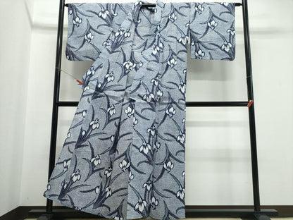 平和屋着物∴夏物　浴衣　杜若　綿　逸品　CABE9084ng