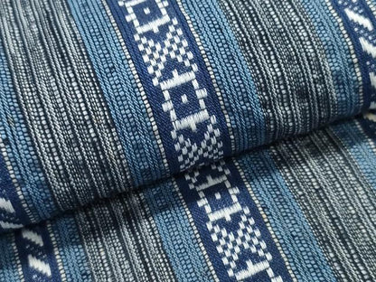 平和屋着物∴夏物 阿波しじら織 男性 甚平 上下セット 吉祥間道 綿麻 逸品 未使用 CABE9085ng