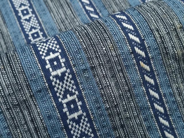平和屋着物∴夏物 阿波しじら織 男性 甚平 上下セット 吉祥間道 綿麻 逸品 未使用 CABE9085ng