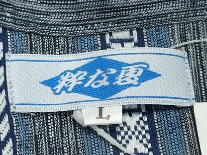 平和屋着物∴夏物 阿波しじら織 男性 甚平 上下セット 吉祥間道 綿麻 逸品 未使用 CABE9085ng