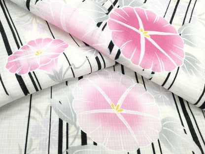 平和屋着物∴夏物　浴衣　綿紅梅　朝顔　間道　綿　逸品　CABE9086ng