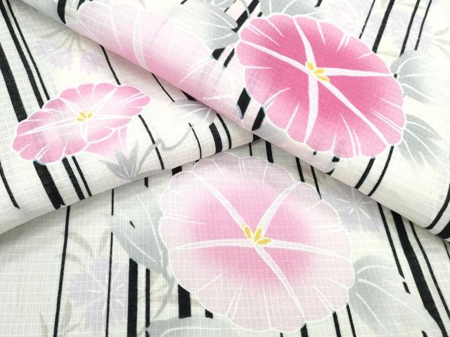 平和屋着物∴夏物　浴衣　綿紅梅　朝顔　間道　綿　逸品　CABE9086ng