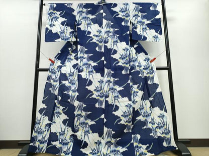 平和屋着物∴夏物　浴衣　雲取り杜若　綿　逸品　CABE9091ng