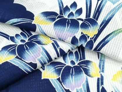 平和屋着物∴夏物　浴衣　雲取り杜若　綿　逸品　CABE9091ng