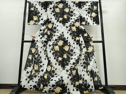 平和屋着物∴夏物　浴衣・小紋兼用　綿絽　草花文　綿　逸品　CABE9095ng