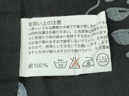 平和屋着物∴夏物　浴衣　花丸文　黒地　やまと誂製　綿　逸品　CABE9099ng