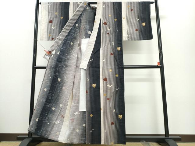 平和屋着物∴夏物　こむさでもーど・COMME CA DU MODE　浴衣　千鳥　竹縞立波文　手縫い　やまと誂製　綿　逸品　CABE9101ng