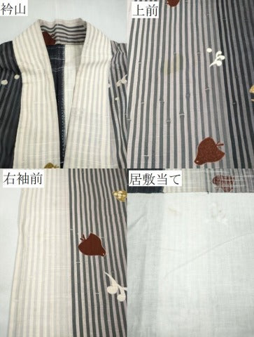 平和屋着物∴夏物　こむさでもーど・COMME CA DU MODE　浴衣　千鳥　竹縞立波文　手縫い　やまと誂製　綿　逸品　CABE9101ng