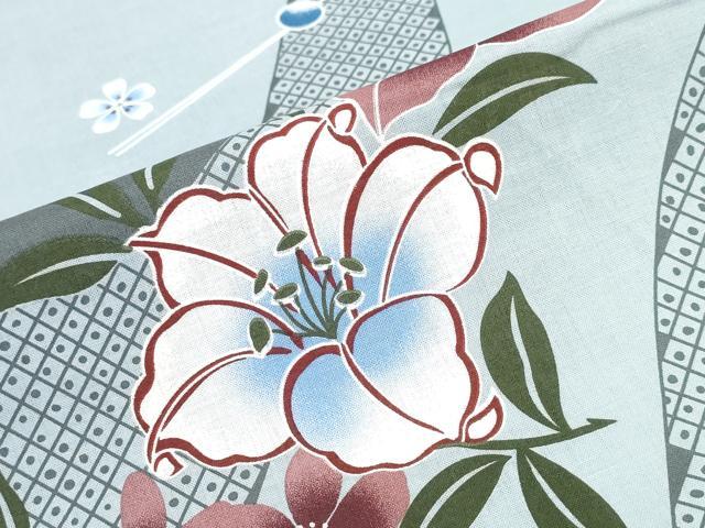 平和屋着物∴夏物　浴衣　簪　百合　流水花丸文　綿　逸品　CABE9104ng