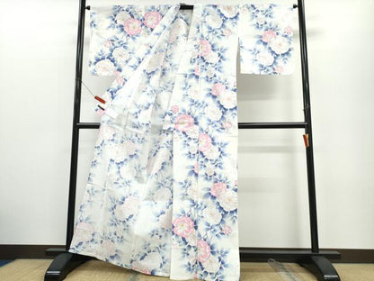 平和屋着物∴夏物　浴衣　枝牡丹　綿　逸品　CABE9112ng