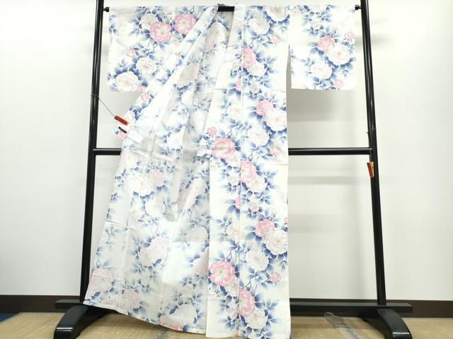 平和屋着物∴夏物　浴衣　枝牡丹　綿　逸品　CABE9112ng