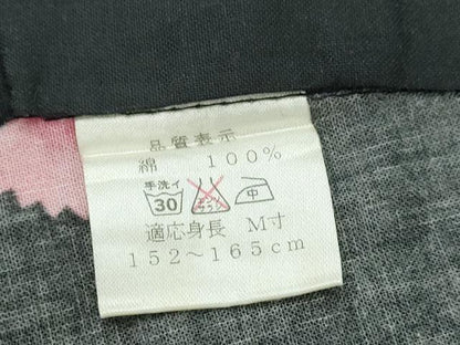 平和屋着物∴夏物　浴衣　草花文　黒地　綿　逸品　CABE9115ng