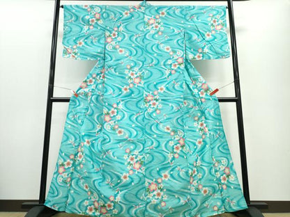 平和屋着物∴夏物　浴衣　トンボ　蜻蛉　流水舞桜　綿　逸品　CABE9116ng