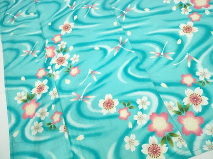 平和屋着物∴夏物　浴衣　トンボ　蜻蛉　流水舞桜　綿　逸品　CABE9116ng