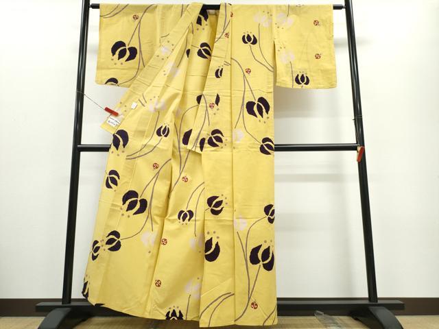 平和屋着物∴夏物　浴衣　蓮　てんとう虫　日本製　やまと誂製　綿　逸品　CABE9118ng