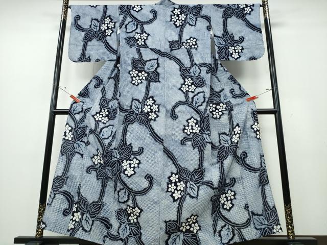平和屋着物∴夏物　浴衣　有松鳴海絞り　花唐草文　綿　逸品　CABE9124ng