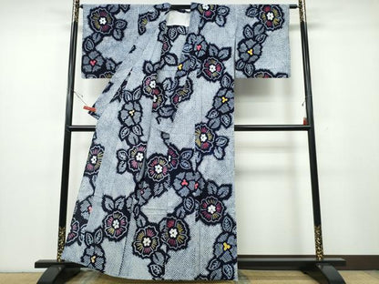 平和屋着物∴夏物　浴衣　有松鳴海絞り　舞花文　綿　逸品　CABE9128ng