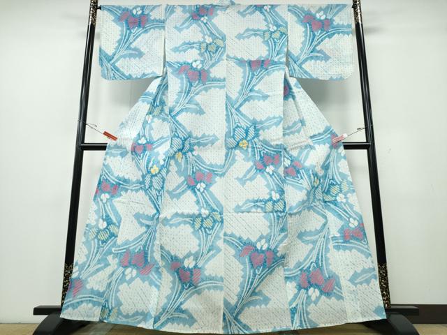 平和屋着物∴夏物　浴衣　有松鳴海絞り　杜若　綿　逸品　CABE9130ng