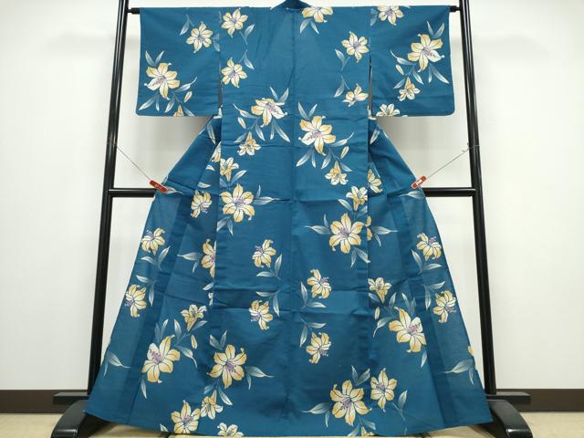 平和屋着物∴夏物　浴衣　ゆり　百合　綿　逸品　CABE9139ng
