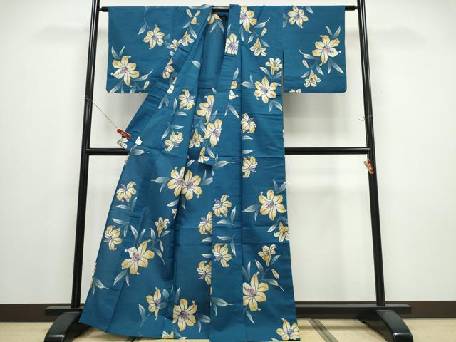 平和屋着物∴夏物　浴衣　ゆり　百合　綿　逸品　CABE9139ng