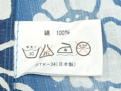平和屋着物∴夏物　浴衣　注染　花唐草舞蝶文　日本製　綿　逸品　CABE9141ng