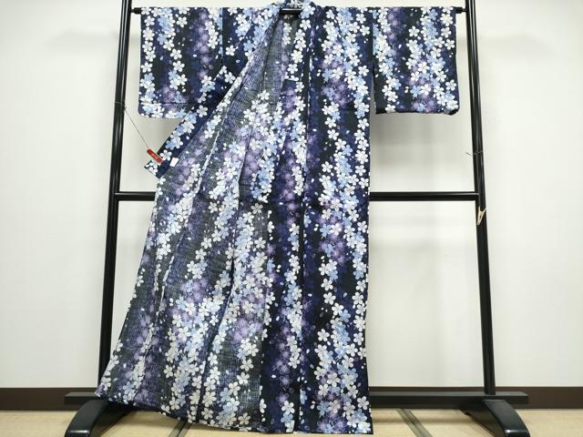 平和屋着物∴夏物　浴衣　舞桜　綿　逸品　CABE9143ng