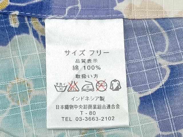 平和屋着物∴夏物　浴衣　牡丹花文　金彩　綿　逸品　CABE9144ng