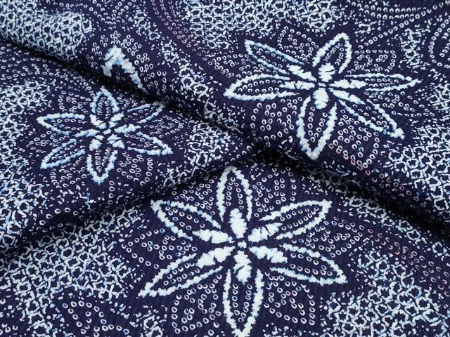 平和屋着物∴夏物　浴衣　流水草花文　リップル生地　綿　逸品　CABE9154ng